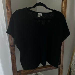 Black V-Neck Top - Paper Crane - Medium